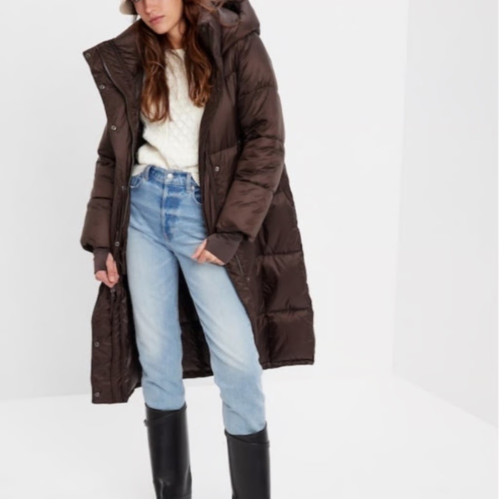 Gap Big Puff Coat in chocolate brown